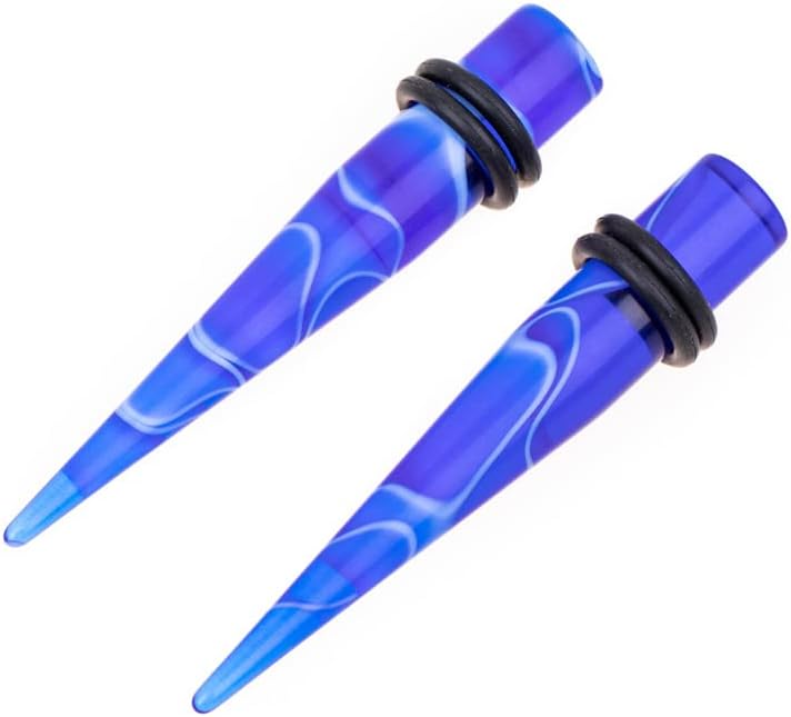 Linkning Store 50 PCS Ear Stretching Kit 14Gauges-00Gauges Earring Marble Acrylic Taper Piercing Jewlery Sets - Image 4